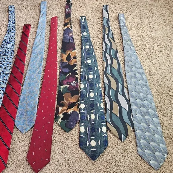 Lot of 8 Men 100% Silk Neckties Mixed Patterns Anthony Foxx Cellini Liz K + more - Picture 8 of 9